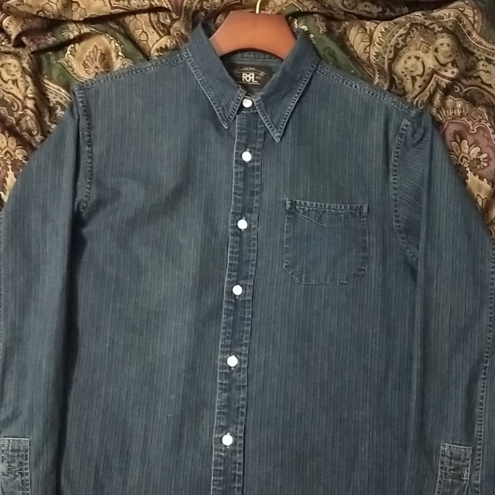 RRL indigo dyed railman shirt